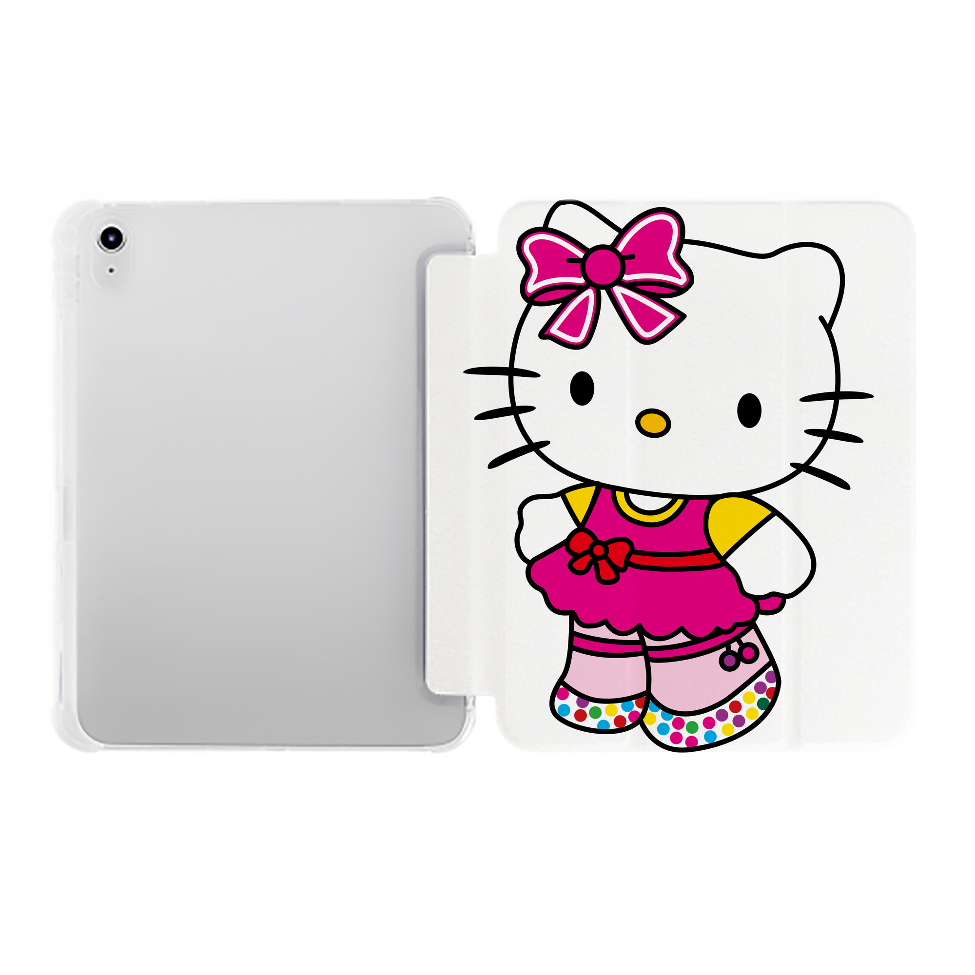 （画像用） Hello Kitty ハローキティ IPad ケース ペン収納付き 三つ折りスタンド PUレザー×シリコン 対応機種9.5/10.5/10.9インチ
